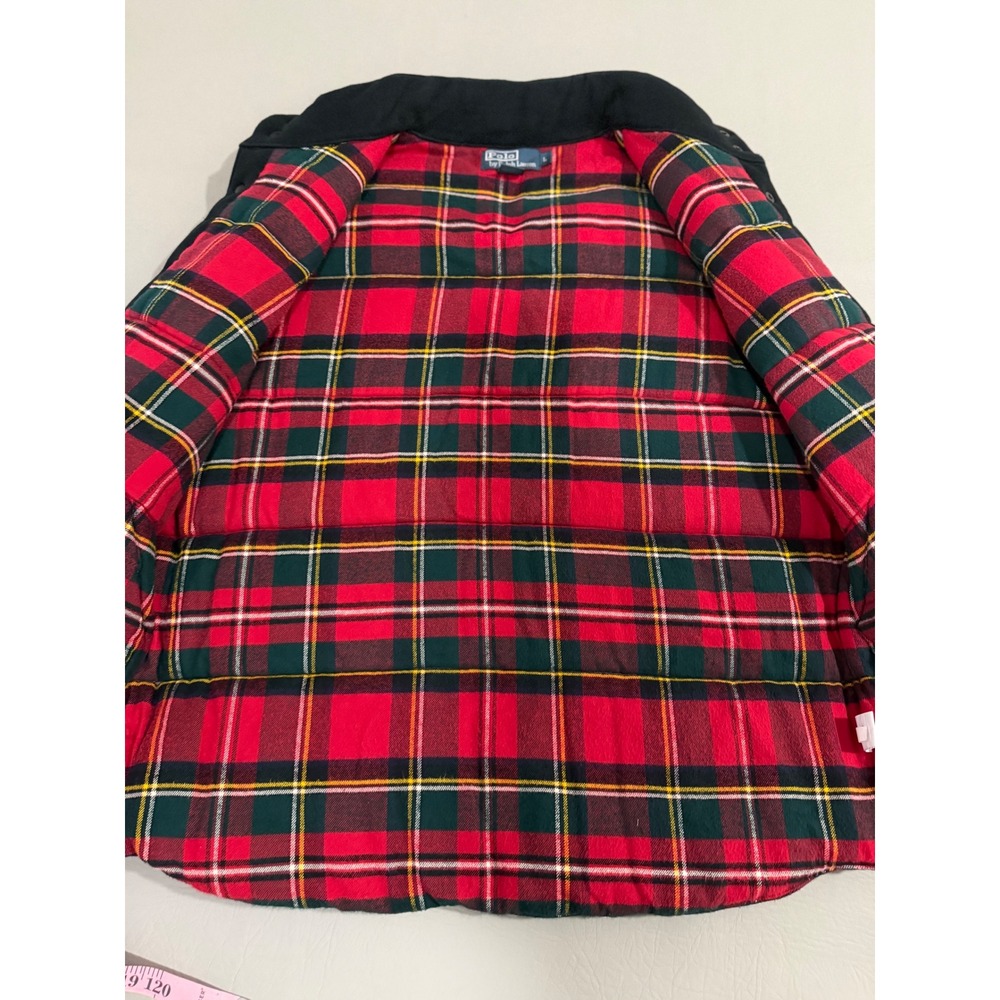 Polo Ralph Lauren Puffer Vest Mens L Black  Plaid Lined Fleece - Picture 7 of 12